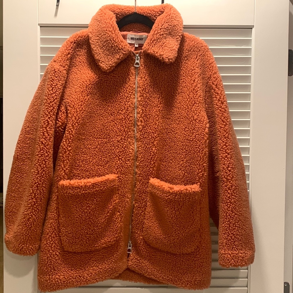 Orange teddy coat